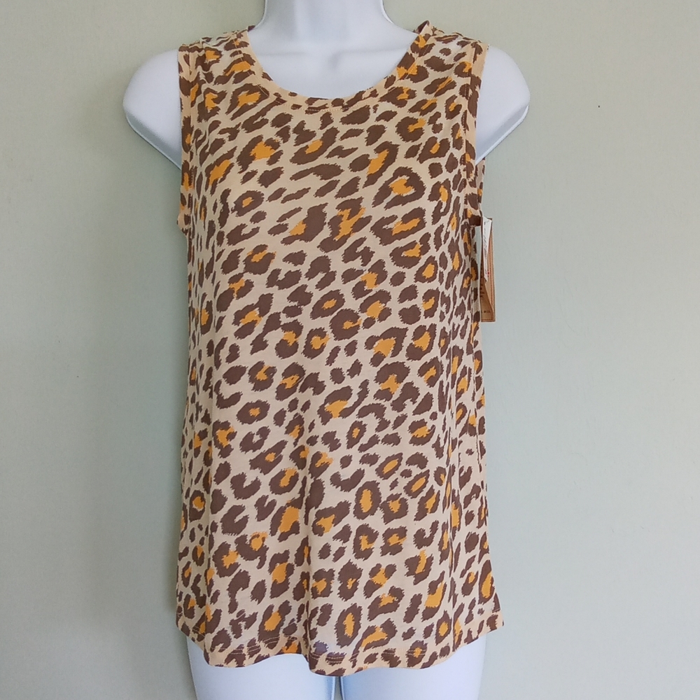 Well Worn cream animal print sleeveless top NWT